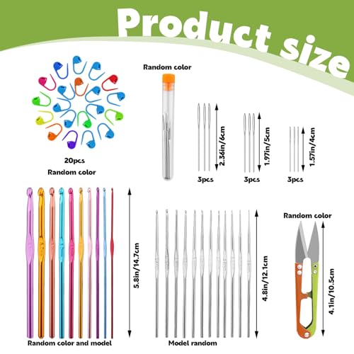 IMZAY 54 Pcs Crochet Hooks Set 0.6–6.5mm Ergonomic Crochet Needles Set - color: Transparent, size: 54 Pcs