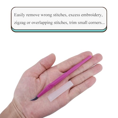 HAHIYO Pink Seam Ripper Ergonomic Grip Thread Stitch Remover Sewing Stitch Cutter Thread Ripper Unpicker Sewing Supply for Crafting Notions Quilting Hem with Cylindrical Handle, 5.3-Inch 2PCs