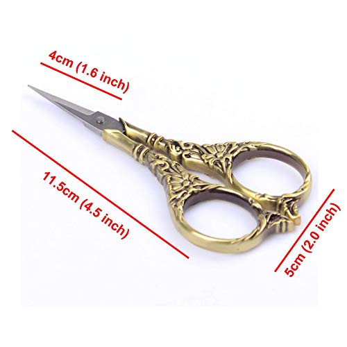 BIHRTC Vintage European Style Scissors Stainless Steel for Cross Stitch - color: Bronze, size: 4.5 IN