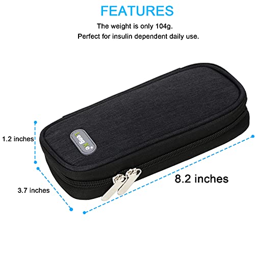 YOUSHARES Insulin Cooler Travel Case - Diabetic Case Insulated Organizer Portable Cooling Bag for Insulin Pen and Medication Diabetic Care Supplies with 2 TSA Approved Ice Pack (Black) - color: Black