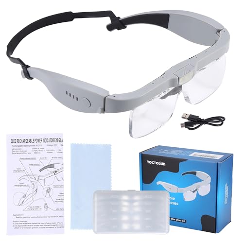 YOCTOSUN Magnifying Glasses with Light, 0.75X-4.0X Head Magnifier Glasses - color: Gray