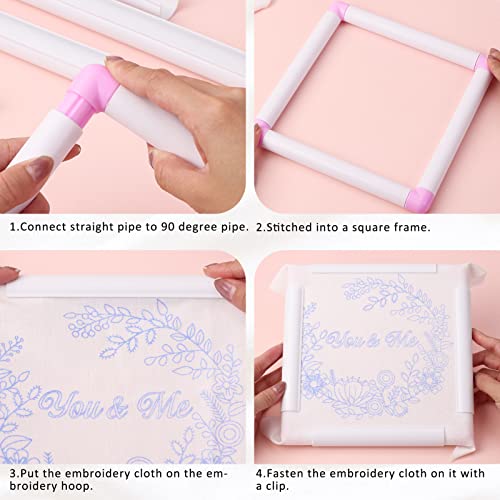 Pllieay 3 Pack Square Embroidery Hoops, Plastic Cross-Stitch Hoops