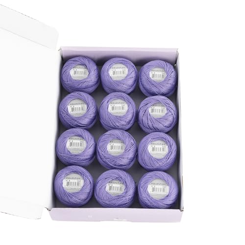 Rhapsody Pearl Cotton Thread Size 8 Crochet Thread Perle 12 Balls Set Hand Knitting, Embroidery, Sashiko, Cross-Stitch, Sewing, Needlepoint, DIY, Quilting (DK Blue Violet, Col. 342) - color: DK Blue Violet, Col. 342