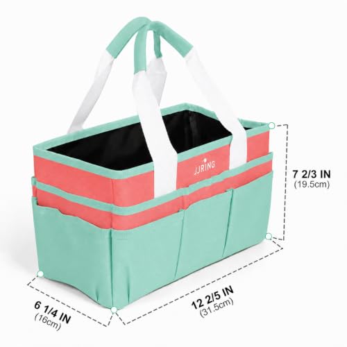 JJRING Craft Organizer Tote Bag Art Storage Caddy Green and Orange - color: Green&Orange, size: Small