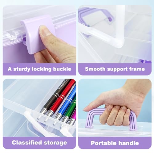 10Inch Tackle Box Organizer and Storage,Three-Layer Sewing Box With 2 Trays - color: Purple