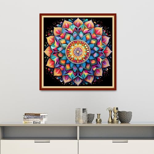 Dooxvey Cross Stitch Kits for Adults Beginners - Full Range of Stamped Kits, 11CT Cross Stitch Patterns - Colorful Mandala, 18x18 inch - color: Manual Arts 06