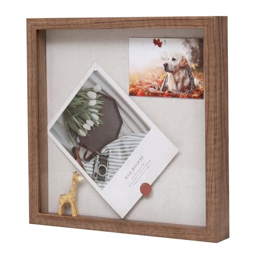 Muzilife 8x8 Small Shadow Box Wood Picture Frame, Tempered Glass, Brown - color: Brown, size: 8x8