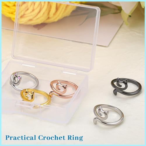 5 Pcs Crochet Ring, Adjustable Crochet Tension Rings, Yarn Ring for Finger - color: 5 Colors - 5 Pcs