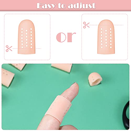 Nuanchu 20 Pcs Gel Finger Cots Finger Protectors Silicone Caps Breathable Gel Cots Holes Silicone Toe Sleeves for Eczema Wounds Cracking Blisters Broken Arthritis(Nude Color) - color: Nude Color