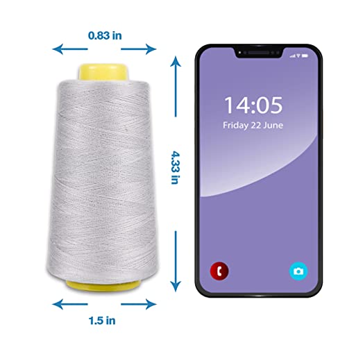 Gray Serger Thread, All-Purpose Thread for Sewing, Polyester, 4 Cones of 3000 Yards Each Spool for Sewing Machine - color: 4 gray