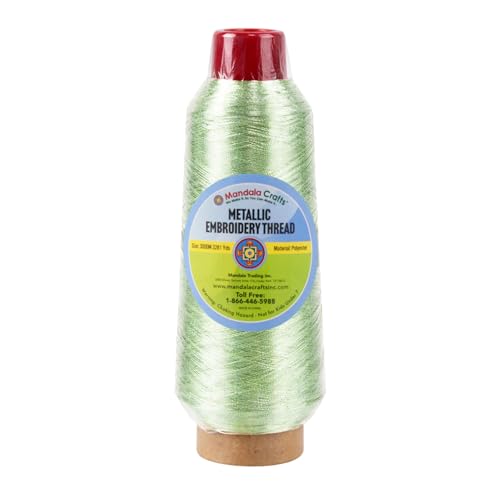 Mandala Crafts Metallic Mint Embroidery Floss for Sewing, 3281 Yard Spool - color: Mint, size: 3000M 3281 Yard