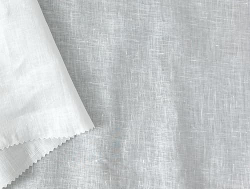 100% Linen Fabric – Lightweight White Color – Pre-Washed Soft & Breathable – 52" Wide – by The Linen Lab (White, 3 Yard pre Cut) - color: White, size: 3 yard pre cut
