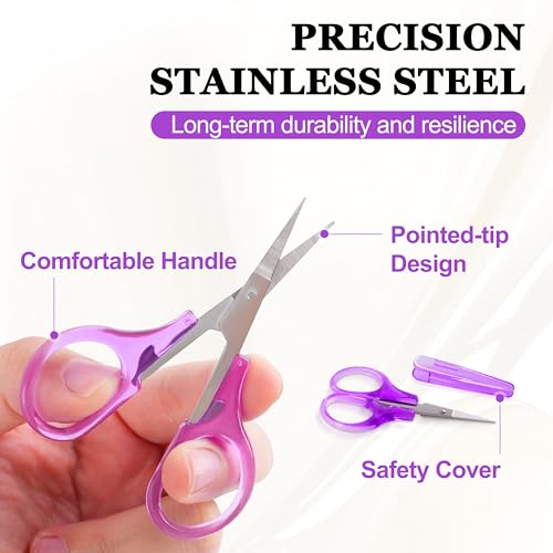 10 Pcs Small Scissors All Purpose, Stainless Steel Sharp Mini Detail Craft Scissors with Protective Cover for Embroidery, Paper Cutting, Sewing, Knitting, Crafting, 3.5" (Pack of 3) - size: 3.5 x 1.8 inches (Pack of 3)