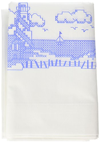 Janlynn 265786 Stamped Cross Stitch Pillowcase Pair 20"X30", Lighthouse