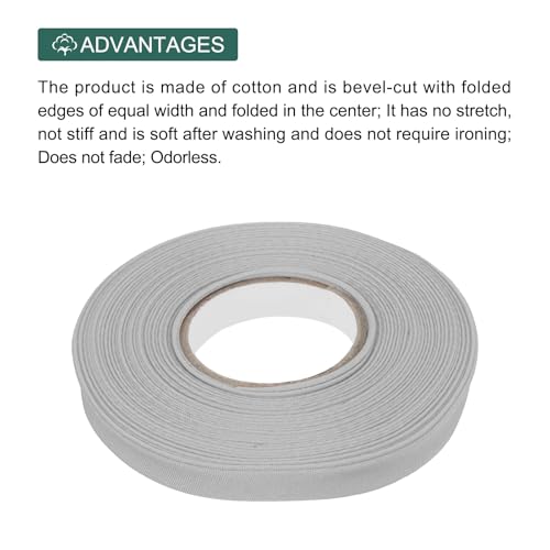 MECCANIXITY 1/2 Inch Double Fold Bias Tape Polyester Continuous Bulk Bias Tape for Sewing, Seaming Quilting Hemming Binding Crafts (Gray 6 Yards) - color: Gray, size: 1/2 Inch x 6 Yards