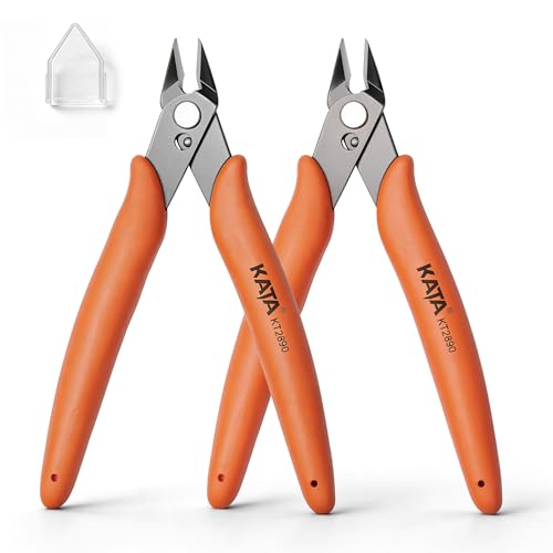 KATA Micro Wire Cutters, 5-Inch Precision Flush Cutter Tool for Electronics - color: 2 Pack 5" Flush Cutter Orange