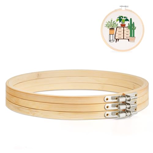 Caydo 3 Pieces Embroidery Hoop with Metal Screw Tool, 8 Inch - style: 8 INCH