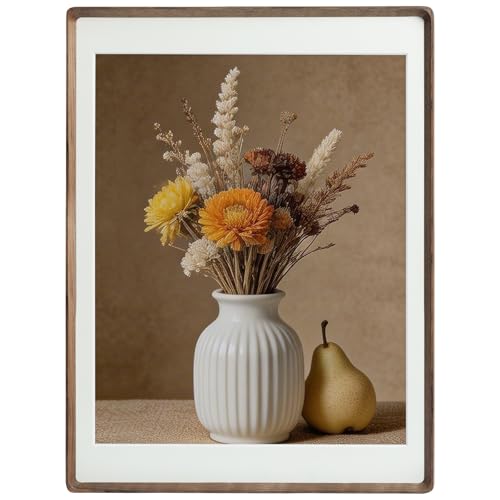 18x24 Picture Frame Walnut Wood Wall Photo Frames Matted to 16 x 20 - size: 18×24
