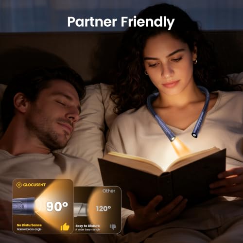 Glocusent Upgraded Neck Light,100Hrs Slimmer Reading Light for Books in Bed - color: Blue