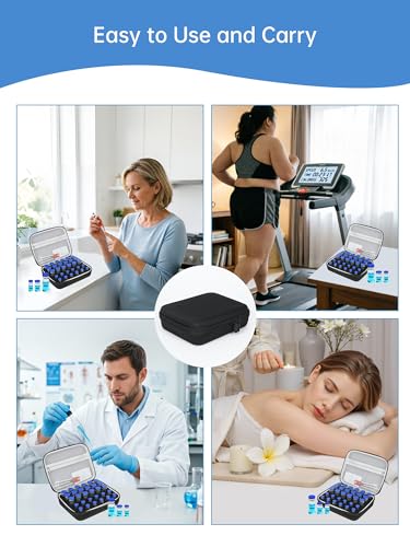 KNOCKO Peptide Case for Fridge - 30 Slots, Insulin & Peptide Vials Storage Case for 3ml/5ml/10ml, Portable Peptide Travel Case TSA Approved, Insulin Vials Holder & Compact Organizer (Black) - size: 3ml/5ml/10ml - 30slot