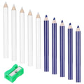 10Pcs Fabric Markers for Sewing, White and Blue Sewing Fabrics Pencil Washable Fabric Pen with Sharpener for Dressmaker Quilting Craft