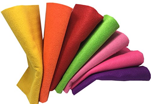 Misscrafts 7pcs 18" X 18" 1.4mm Thick Soft Felt Nonwoven Fabric Sheet Pack DIY Craft Patchwork Sewing Squares Assorted Colors(Summer) - color: Summer