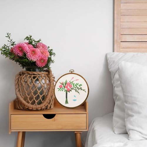 9 Pcs Embroidery Hoop Frame Set, Imitated Wood Decorative Hoops