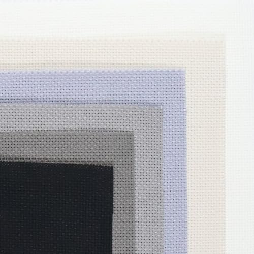 KCS 6 pc of 15" x 18" (38cmx45cm) Counted Cotton Aida Cloth Cross Stitch Fabric Rolled Box (18CT-I) - color: 18ct-i