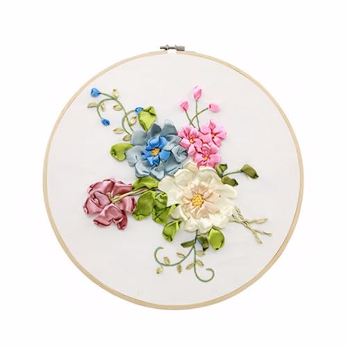 Gogobear Silk Ribbon Embroidery Spring Flower Blooming Kit DIY Wall Decor - color: 01