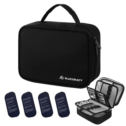 Glucoracy Insulin Cooler Travel Case,4×160g Ice Packs,Longer Cooling Effect - color: Black, size: Large