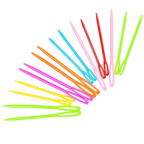 Hekisn Large-Eye Plastic Sewing Needles, Colorful Safety Lacing Needles, 2 Different Sizes Yarn Sewing Needle, Learning Needles for DIY Sewing Handmade Crafts，2.76 &2.1 inch (16 Pieces) - size: 16 Pieces
