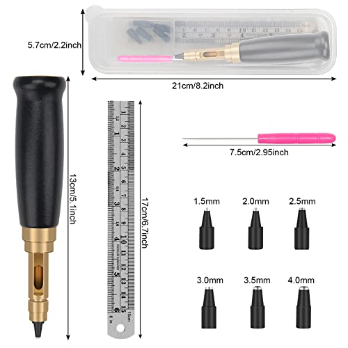 Japanese Screw Punch, Boyistar Wood Handle Belt Hole Puncher - color: Black