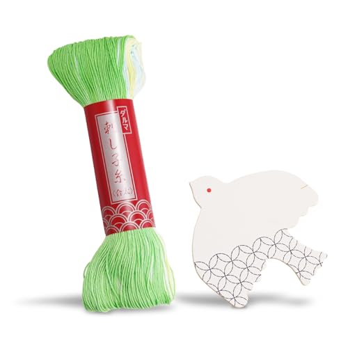 Daruma Sashiko Thread Large Skein, 109 Yards Cotton Japanese Embroidery Thread, Fine or Medium-Weight, with Decorative Thread Card (Medium-Weight, Sunlight) - color: Sunlight, style: Medium-Weight