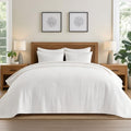 EverGrace 100% Cotton Cross Stitch 3-Piece Quilt, 118"x106", Bright White - color: Bright White, size: OVERSIZED CAL KING (118" x 106")