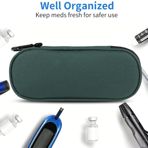 Insulin Pen Cooler Travel Case with 2 Reusable TSA Approved Ice Packs, Diabetic Medication Insulated Cooler Bag for Insulin Pens and Other Diabetic Supplies Storage Dark Green - color: Dark Green