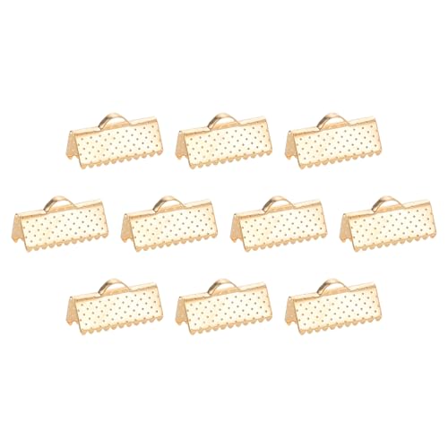 uxcell 280Pcs Ribbon Crimp Clamp Ends, 16mm Bookmark Pinch Crimp Ends, Cord Ends Fasteners Clasp Crimp Ends for DIY Bracelet Necklace Jewelry Making, Light Golden - color: Light Golden, size: 16mm