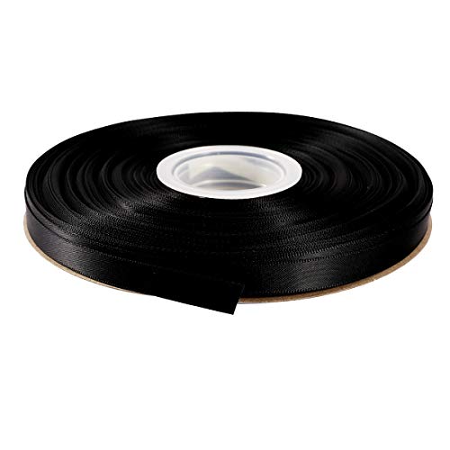 ITIsparkle 3/8" Inch Double Faced Satin Ribbon 50 Yards-Roll Set for Gift Wrapping Scrap Books Party Favor Hair Braids Baby Shower Decoration Floral Arrangement Craft Supplies, Black Ribbon - color: Black