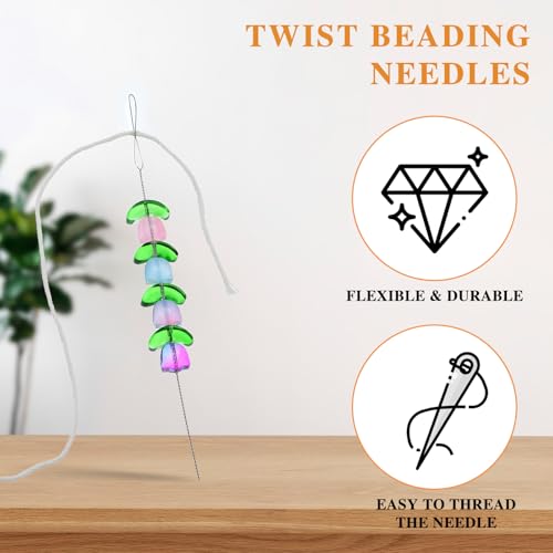 Ouligay 6 Pcs Beading Needles for Jewelry Making, Twist Bead Threader, Big Eye Bead Needle, Beading Supplies Tool for Beaded Bracelets, Necklaces, DIY Handmade