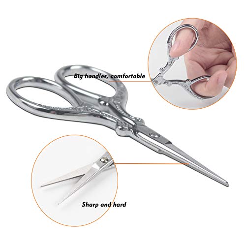 Vintage Embroidery Scissors 3.6 inch Sharp Mini Crochet Cross Stitch Travel - color: Silver