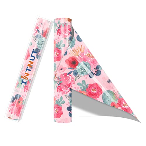 Tintnut Pink Rose Heat Transfer Vinyl Roll, 10 Pcs 12"x5ft Iron on Vinyl - color: Pink