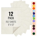 IONTACH 9" X 12" Felt Fabric Sheets 1.6mm Thick (12 Packs, Ivory) - color: Ivory