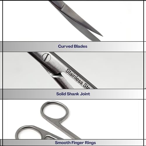 Sewing Embroidery Scissor 4.5" Art & Craft Shears German Grade Stainless Steel, Curved + Straight Tips, Snips, Thread Scissor Multi Usage, DIY Home Office Use (Sharp/Blunt - Curved) - style: Sharp/Blunt - Curved