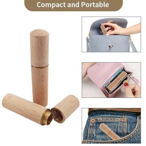 2 Pcs Natural Wood Toothpick Holder Portable Wooden Travel Toothpick Case Pocket Tooth Pick Container Sewing Needle Holder Mini Toothpick Dispenser Handmade Craft Toothpicks Storage Box