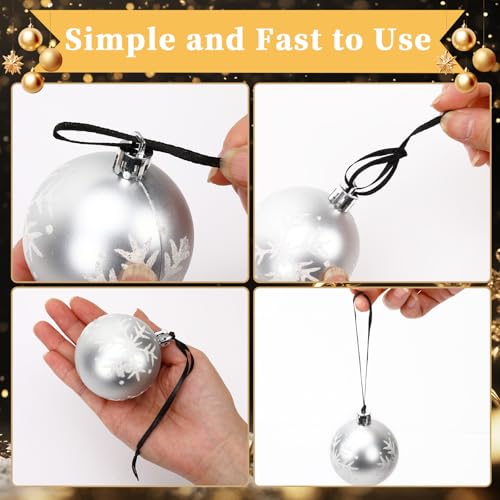 JUNEBRUSHS 300Pcs Christmas Ornament Ribbon Hangers, Hand Tied String Ties Ornament Loops Thin Ribbon for Ornaments Christmas Tree Hanging Decoration Black - color: Black
