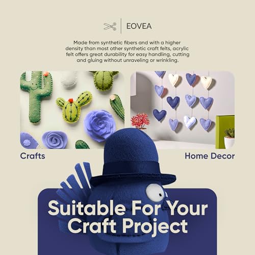 EOVEA - Acrylic Felt Fabric by The Yard - Soft and Durable 72" Wide & 1.6mm Thick Felt Sheets for DIY Crafts, Sewing, Upholstery, Cushion, Padding, Costumes(Navy Blue, 1 Yard) - color: Navy Blue, size: 1 Yard