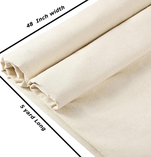 5 Yard 100% Cotton Muslin Fabric, 48" Wide, Medium Weight - Unbleached - color: Natural (Unbleached), size: 5 Yard