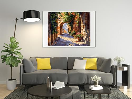 Moohue DIY Counted Stamped Cross Stitch Kits for Adults 14 Count Cross Stitch Patterns Printed Cross Stitch Kits for Adults (Narrow Alley) - color: Narrow Alley