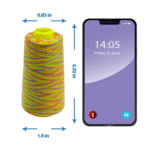Rainbow Variegated Serger Thread, All-Purpose Thread for Sewing, Polyester, 4 Cones of 3000 Yards Each Spool for Sewing Machine - color: 4 Rainbow