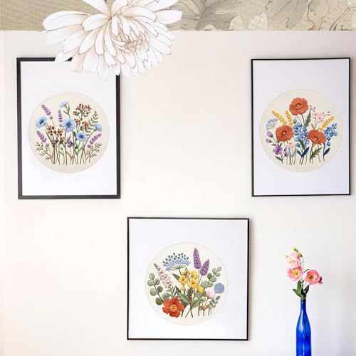 Yinder 5 Set Embroidery Kit for Beginner Starter Kit, Wildflowers - style: Wildflowers