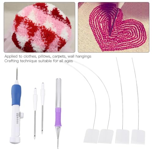Magic Embroidery Pen Punch Needle Kit, Adjustable Rug Yarn Punch Needle Set, Sewing Needles Easy Threader Embroidery Tools